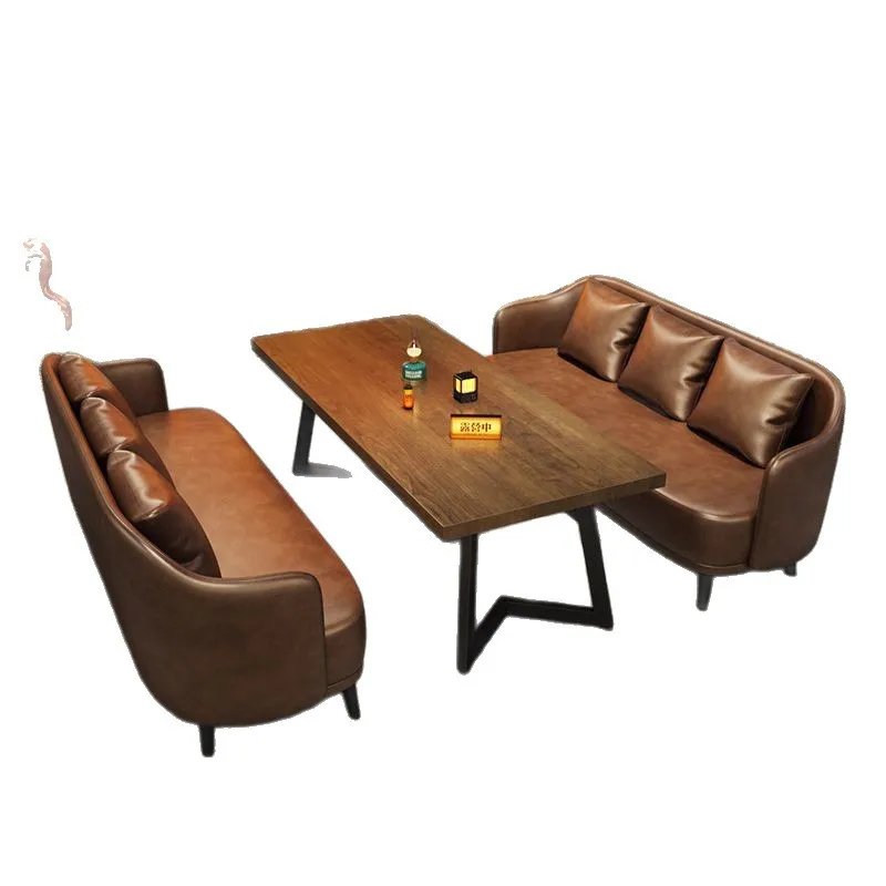 

Vintage camping style bar booth sofa barbecue shop coffee shop milk tea restaurant dining bar bistro bar table and chairs