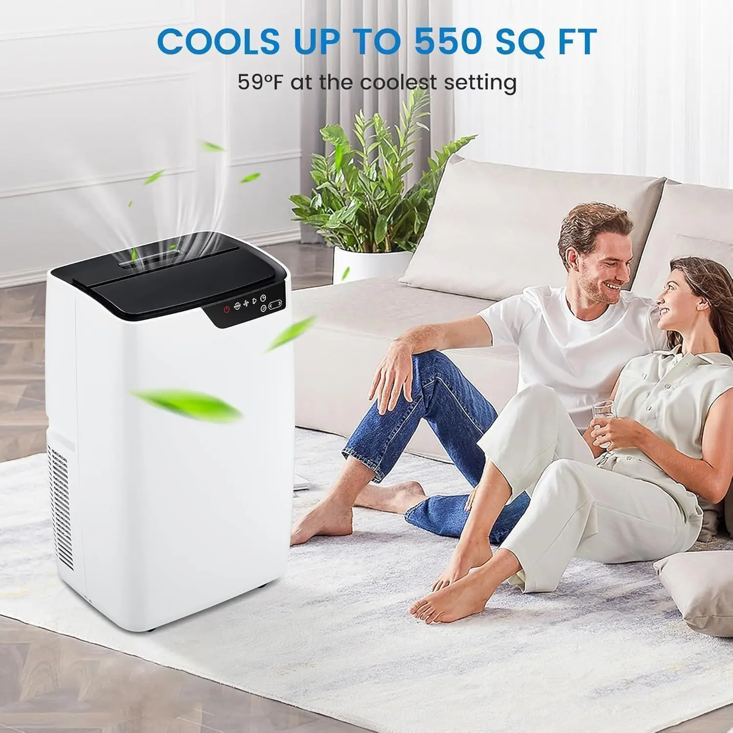 Aires acondicionados portátiles de 12000 BTU, CA portátil con control remoto con temporizador, diseño de bajo ruido y bajo consumo para espacios grandes