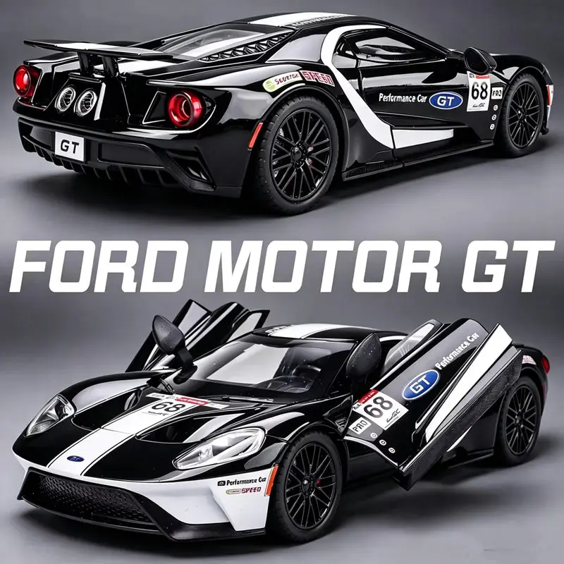 Modelo a Escala 1:24 del Ford GT LM GTE, Auto Deportivo de Aleación, Vehículo de Carreras de Metal, Simulación con Sonido y Luz, Regalo para Niños