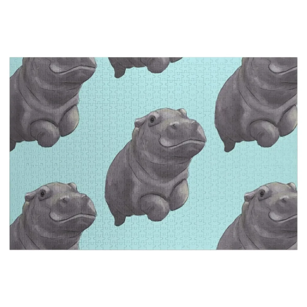 

Cute Painted Baby Hippo Swimming - Digital Painting Jigsaw Puzzle Personalized Baby Toy Personalised Jigsaw Puzzle