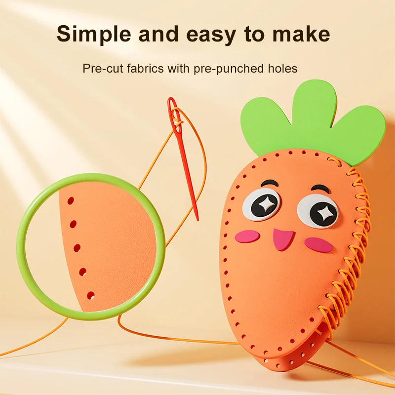 Kids DIY Hand-Sewing Craft Toy – Non-Woven Fabric Creative Ornament Kit With 5 Designs, DIY Doll Decoration Gift