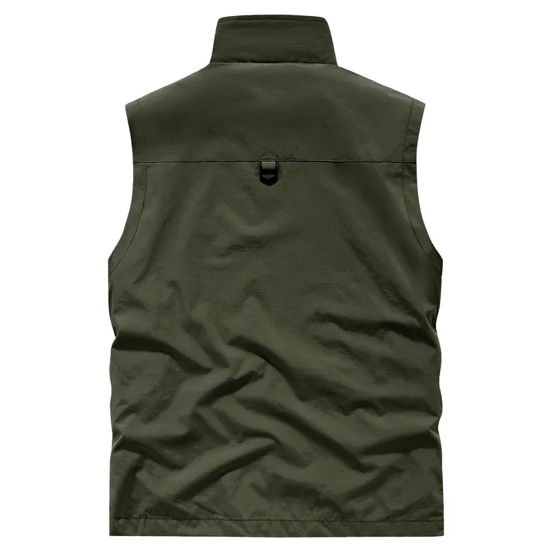 Windbreaker Clothes for Man Men's Stand Collar Multi-pocket Work Vest Outdoor Casual Vest Biker Patches Windbreak Tactical