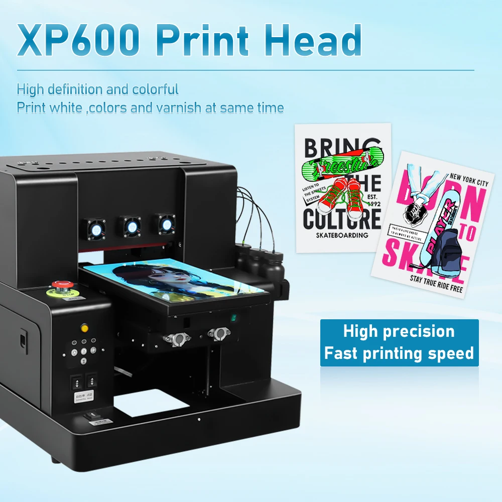 Small Led UV Printer Xp600 UV Printer Mug Bottle Phone Case Flatbed hine Varnish A4 UV Printer