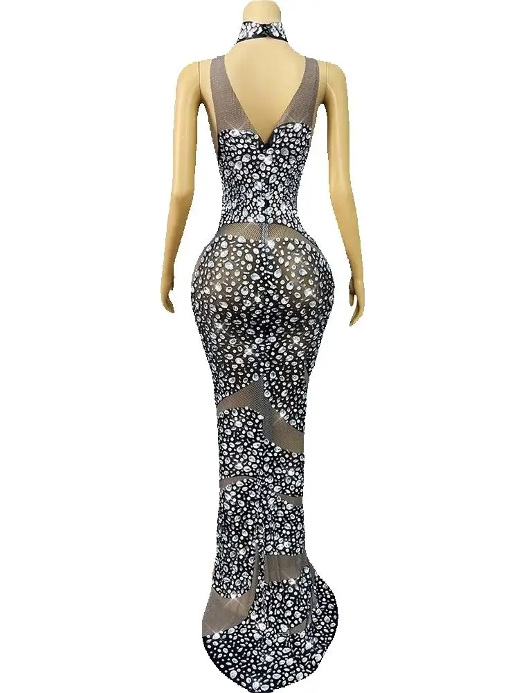 جودة عالية الساخن ختم مثير منظور شبكة الرقبة فستان معلق 2025 موضة جديدة مخصصة الملابس النسائية #3