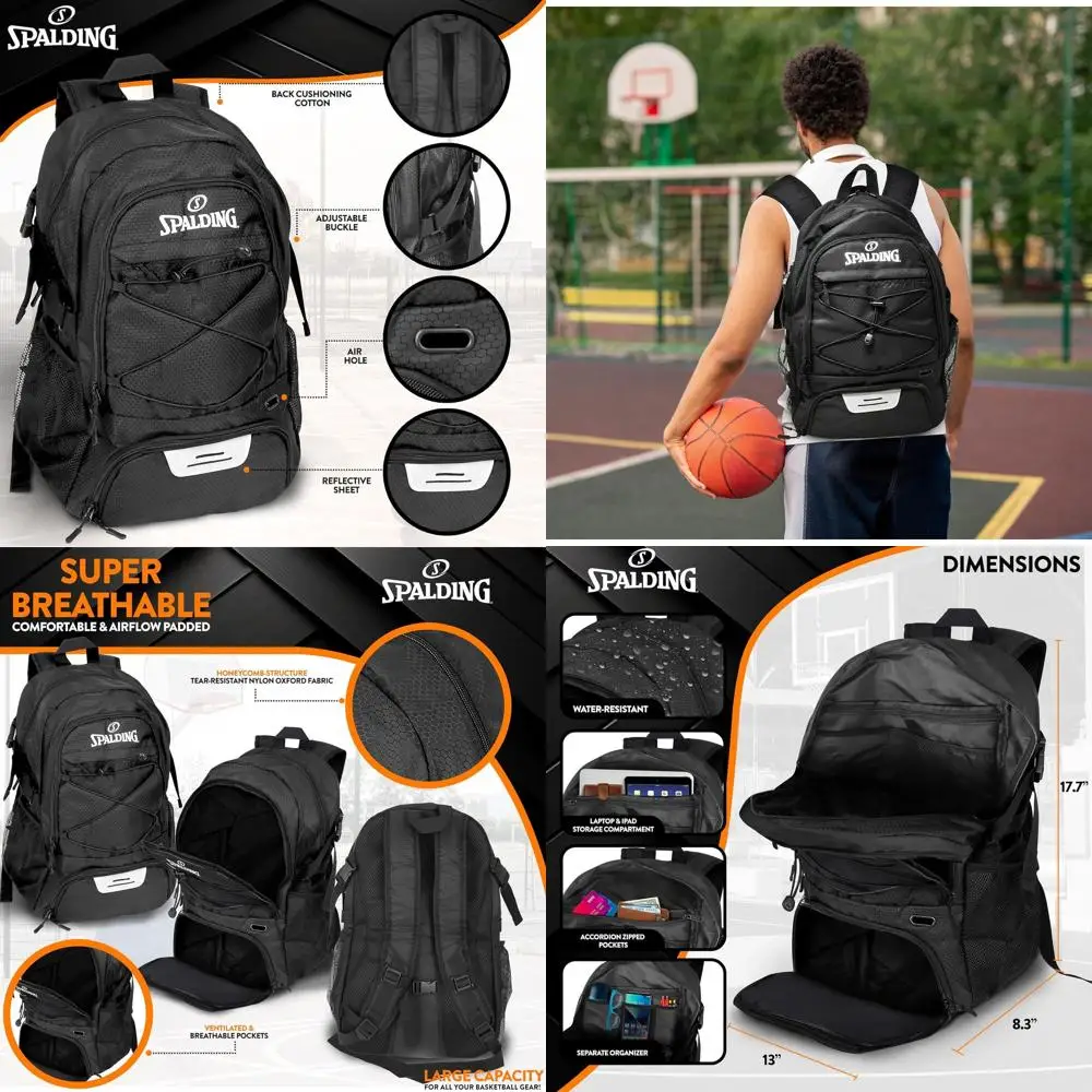 

Спортивная сумка-рюкзак для баскетбола | Большой черный рюкзак с отделениями для обуви и мяча | Подарки или подарки для баскетболистов