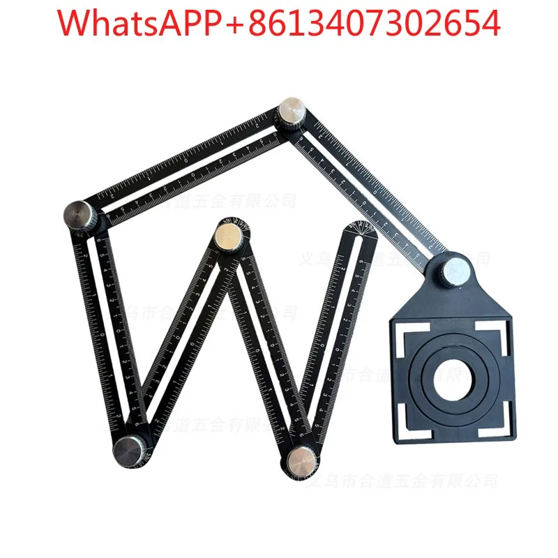 Aluminum alloy six-fold ruler ceramic tile universal opening positioning tile woodworking hardware tool measuring ruler (2PCS)