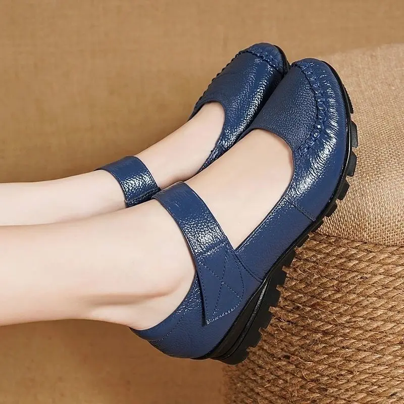 New Japanese School Uniform Shoes Women Flats Mary Jane Shoes With Hook Loop Ladies Leather Flat Shoes Black Loafers Nurse Shoes