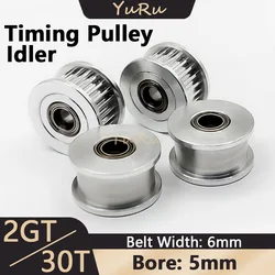 GT2 2M 30Teeth Timing Pulley Bore 5mm 2GT 30T Belt Width 6mm Tensioning Wheel H Type Idler Synchronous 3D Printer Parts