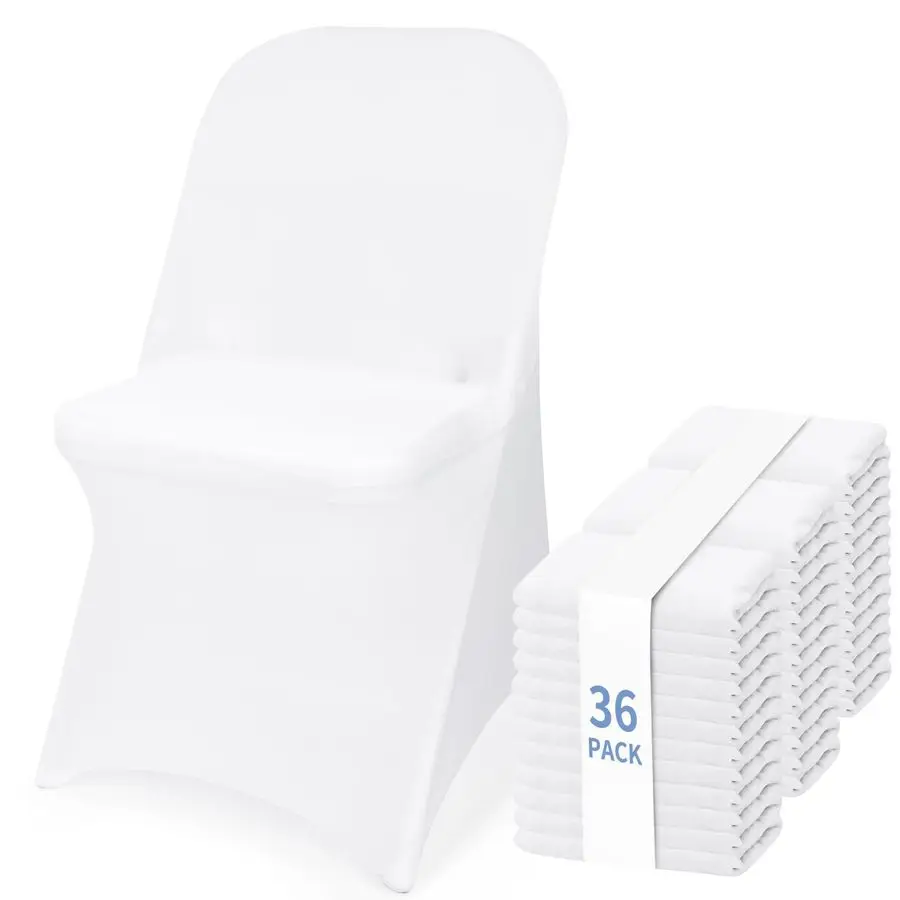 

36 Pcs Spandex Stretch Folding Chair Covers Universal Fitted Washable Slipcovers for Dining, Party, Wedding, Banquet amp Thanksg