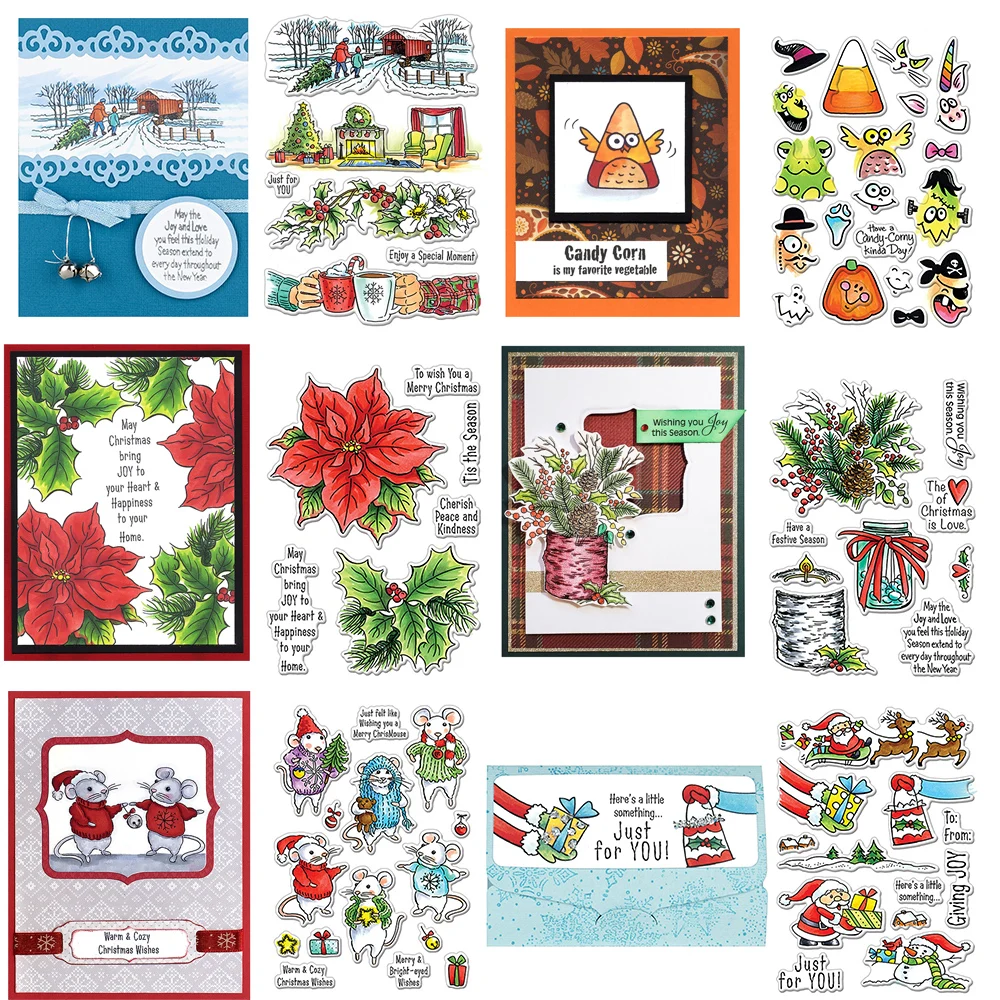 Halloween Geist Weihnachten Thema Santa klare Briefmarken Blume/Tiere/Wort Maus Stempel Set für DIY Scrap booking Karte Herstellung Handwerk