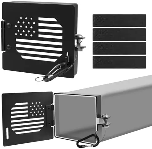 

2 Pack RV Bumper Caps with American Flag - Fits 4" Square Bumpers, Sewer Hose Storage, No-Insect Vents