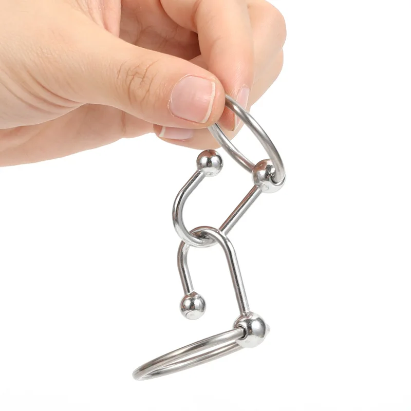 SM Urethral Dilator Cock Ring Stainless Steel Ejaculation Delay Penis Ring Metal Bead Delay Lock Fine Penis Plug Sex Toy for Men