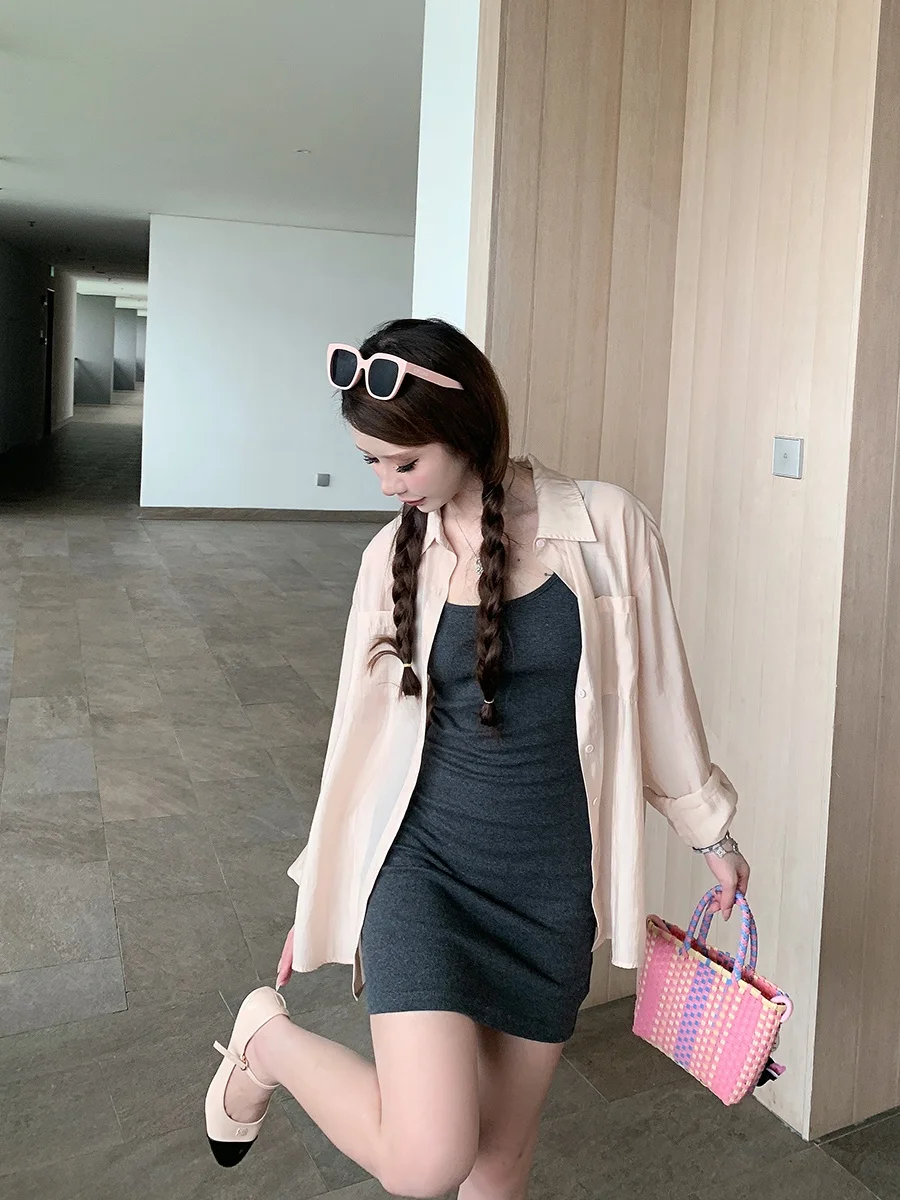 

Solo Summer Thin Rayon irt Women's Outerwear Open Cardigan High-End Sun Protection irt Coat Top Collar Long Sve