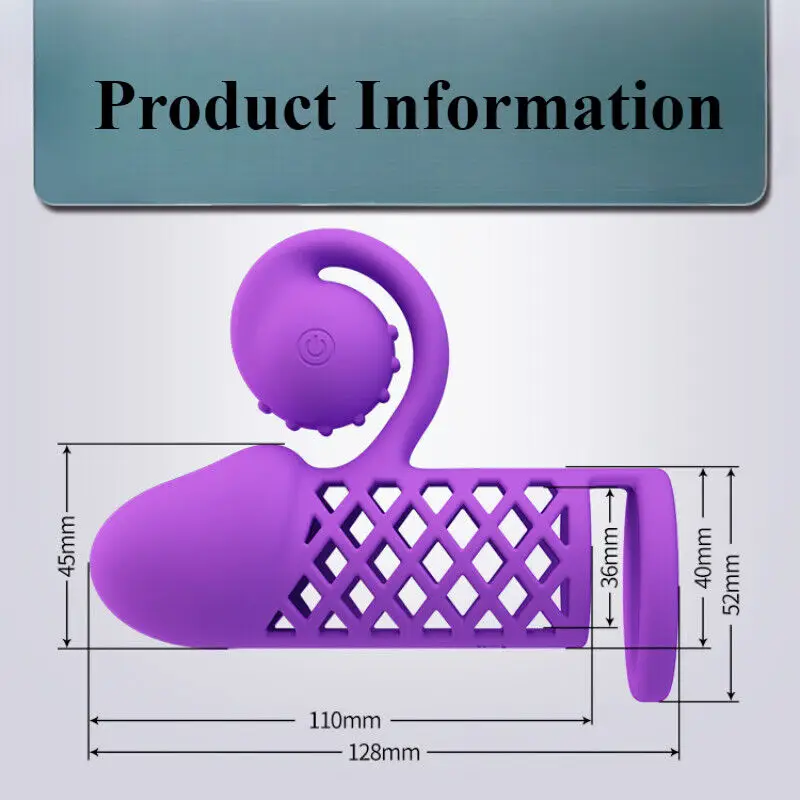 Male Purple Grid Penis Set Dick Bondage 10Frequency Speed Vibrator Penis Enlargement Delayed Ejaculation Couple Flirting Sex Toy view 5