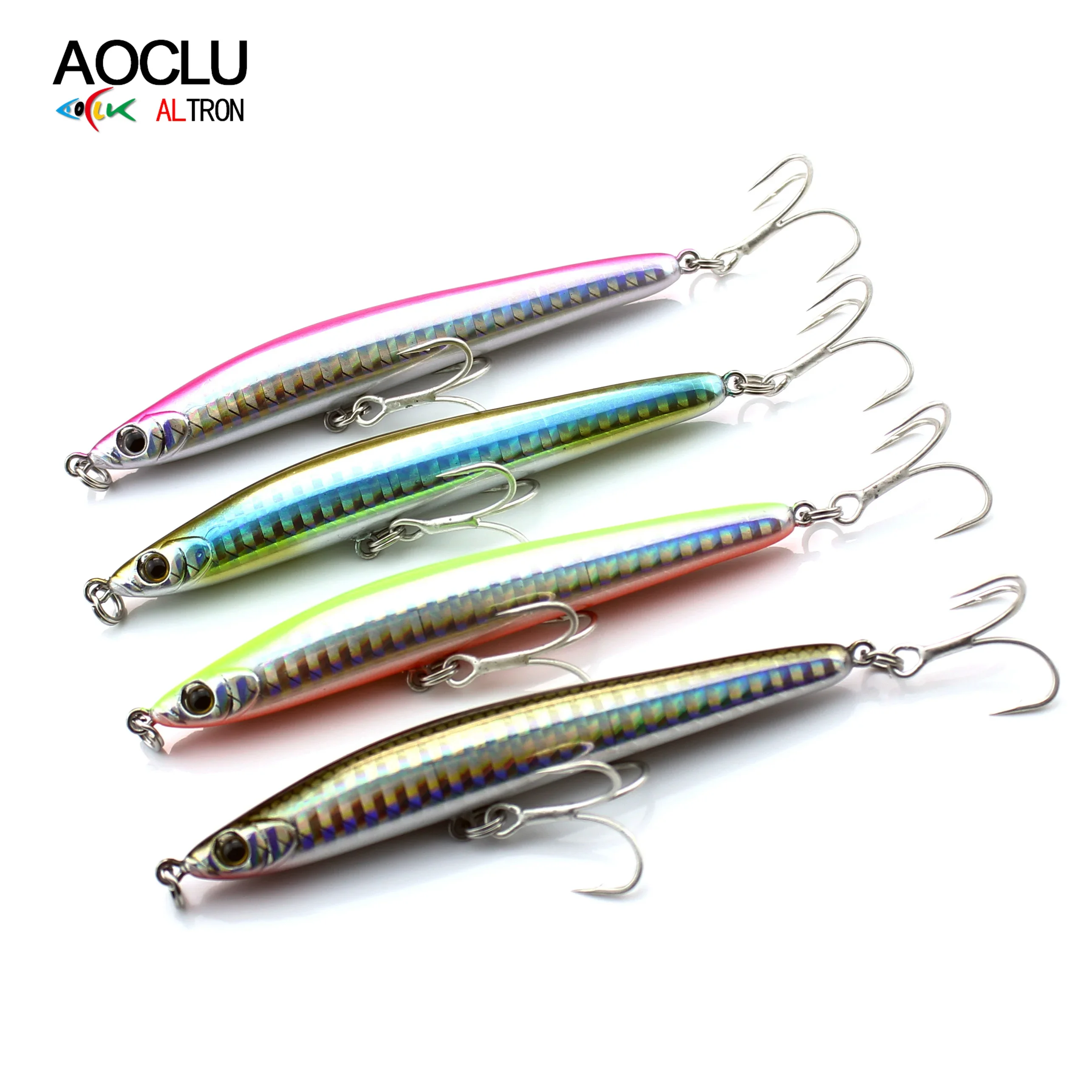 AOCLU Sinking Stick 95mm 17g Hard Bait Minnow Wobbler VIB Pencil Lures UV Painting Rattle Sound Easy Cast All Round Bass Killer