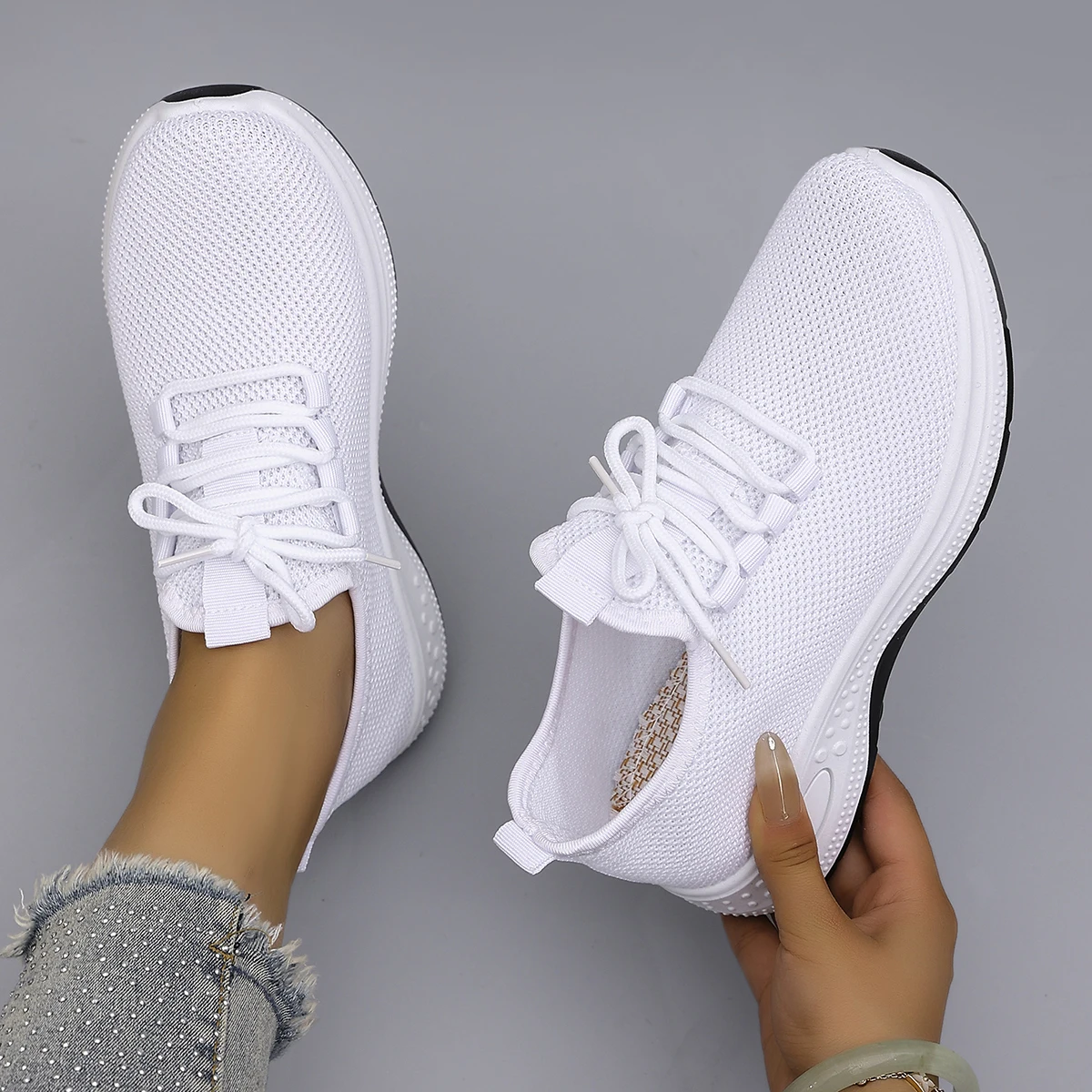 أحذية نسائية صيفية مسطحة شبكية قابلة للتنفس أحذية نسائية أحذية رياضية كاجوال، شحن مجاني للتخليص