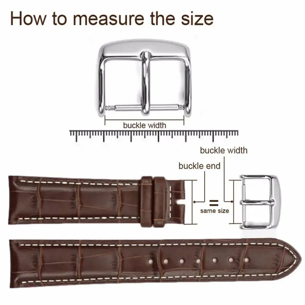 16mm 18mm 22mm Stainless Steel WatchBand Buckle Silver Black Polished Belt Clasp Metal Clasp Replacement for Leather Watch Strap - view 6