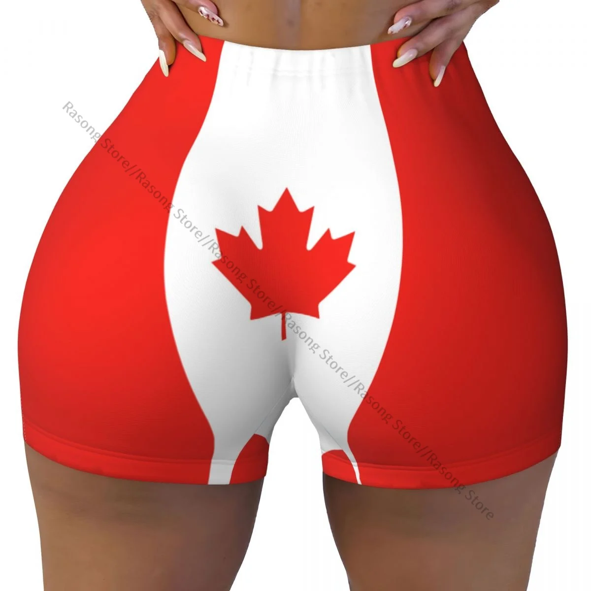 Push Up Short Elasticity Scrunch Butt Canada Canadian Flag Running Shorts Sports Shorts Womens Clothes Gym