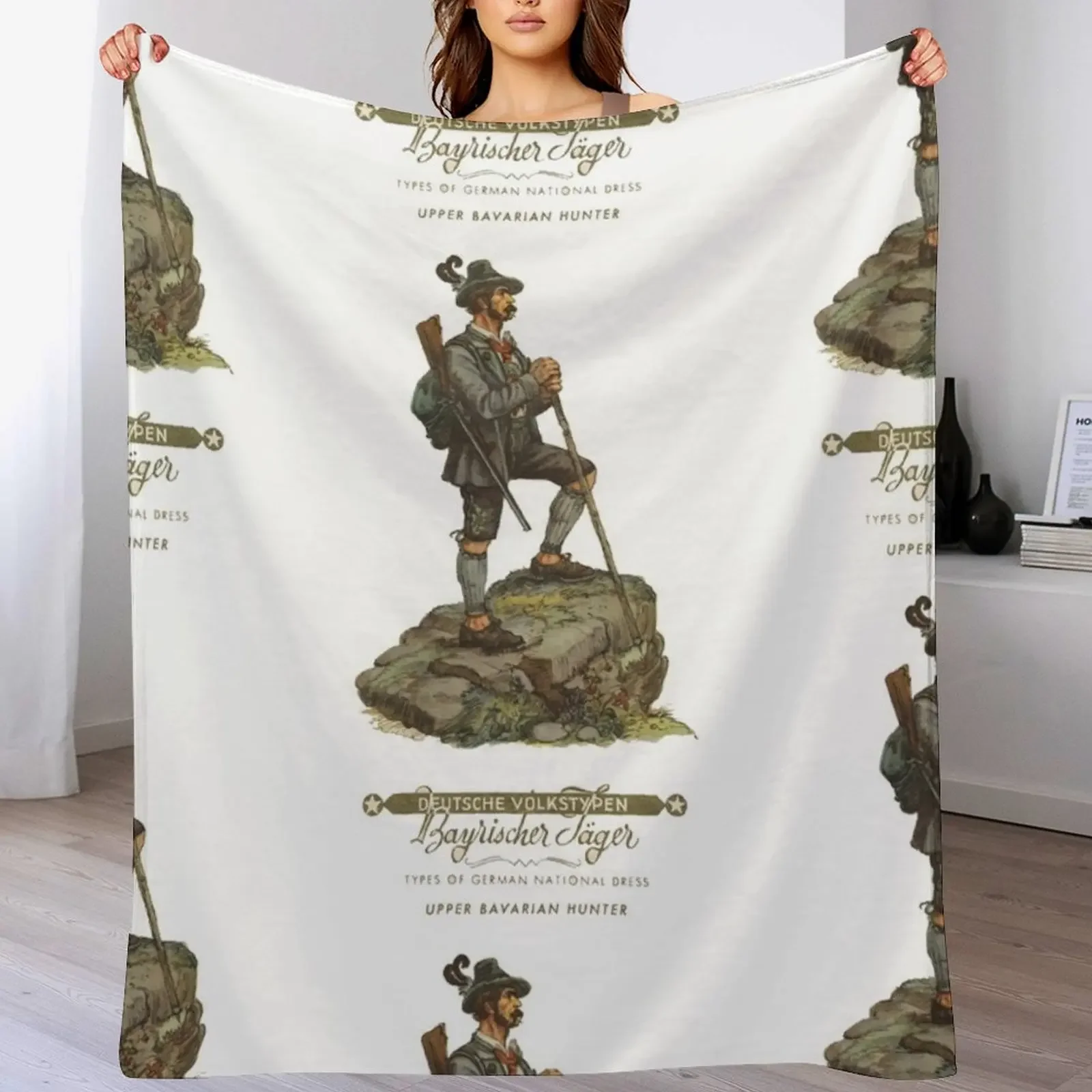 Bavarian Hunter...Bayrischer J?ger Throw Blanket Beach Luxury Flannel Fabric Loose Blankets