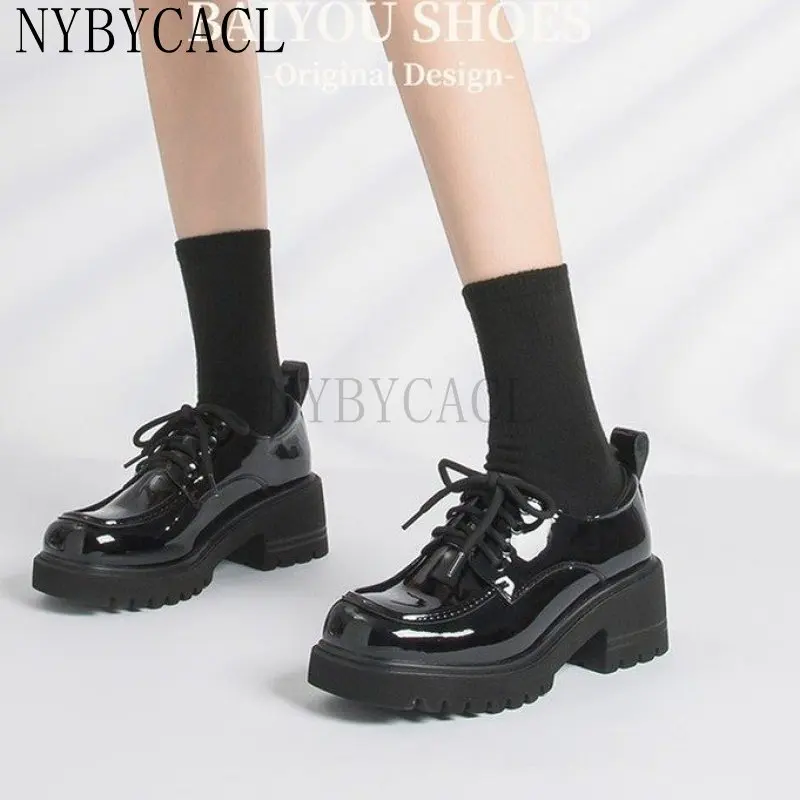 Uniform Shoes Small Leather Shoes Female British Girl Japanese Wild Black Retro Mary Jane Shoes Lolita Platform Shoes Low Hee