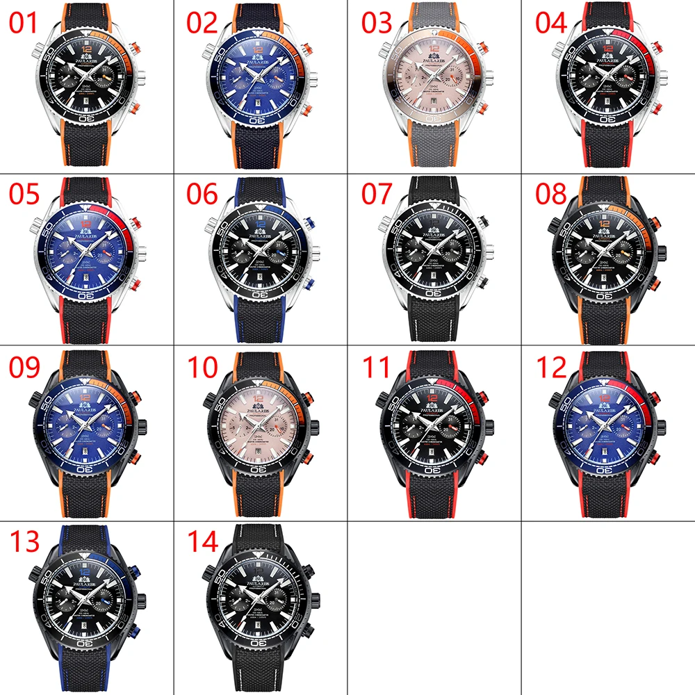 PAULAREIS New Sport Casual Alloy Men\'s Watches Luminous Automatic Mechanical Watches Orange Round Male Wristwatch