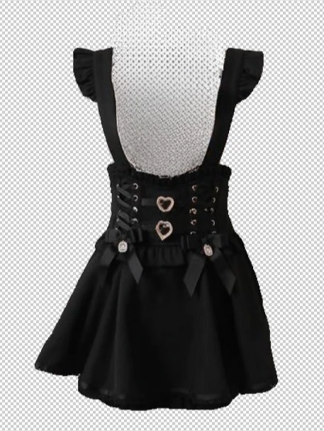 

Liz Japanese Sweet Cute Lace High-waisted Slim-fitting Short Skirt Bow Ruffle Edge Removable Strap Leather Buckle Skirts