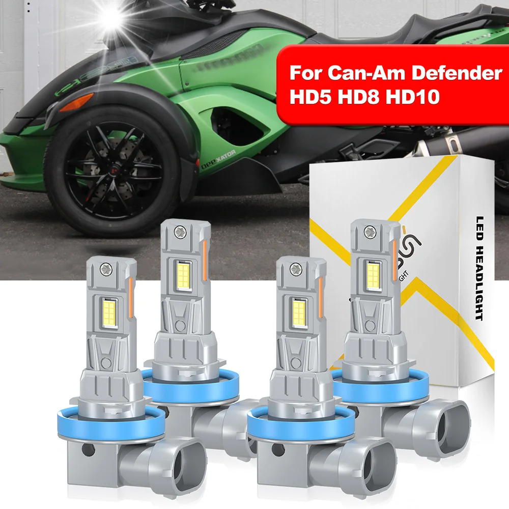 

4 шт. для Can-Am Defender HD5 HD8 HD10 светодиодные лампы 25000LM H11 дальнего ближнего света все в одном 360 градусов освещение высокая яркость