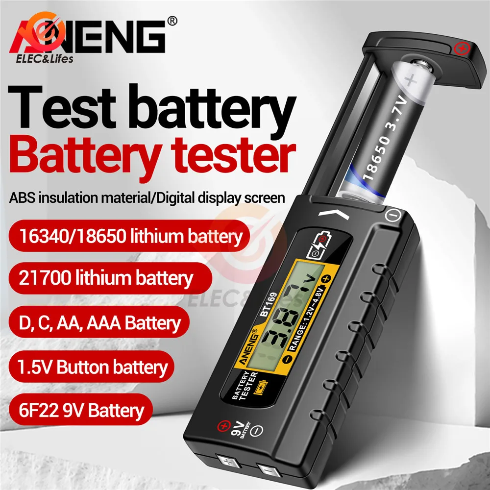 BT167/BT169 1.2-3/9V 1.2-4.8/9V Battery Level Indicator Lithium Battery Lithium Iron Battery Capacity Display Tester