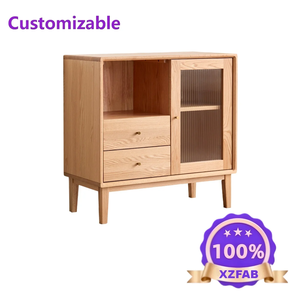 Factory Direct 2026 All solid wood dining side cabinet, multi-functional living room side cabinet, kitchen storage wine cabinet