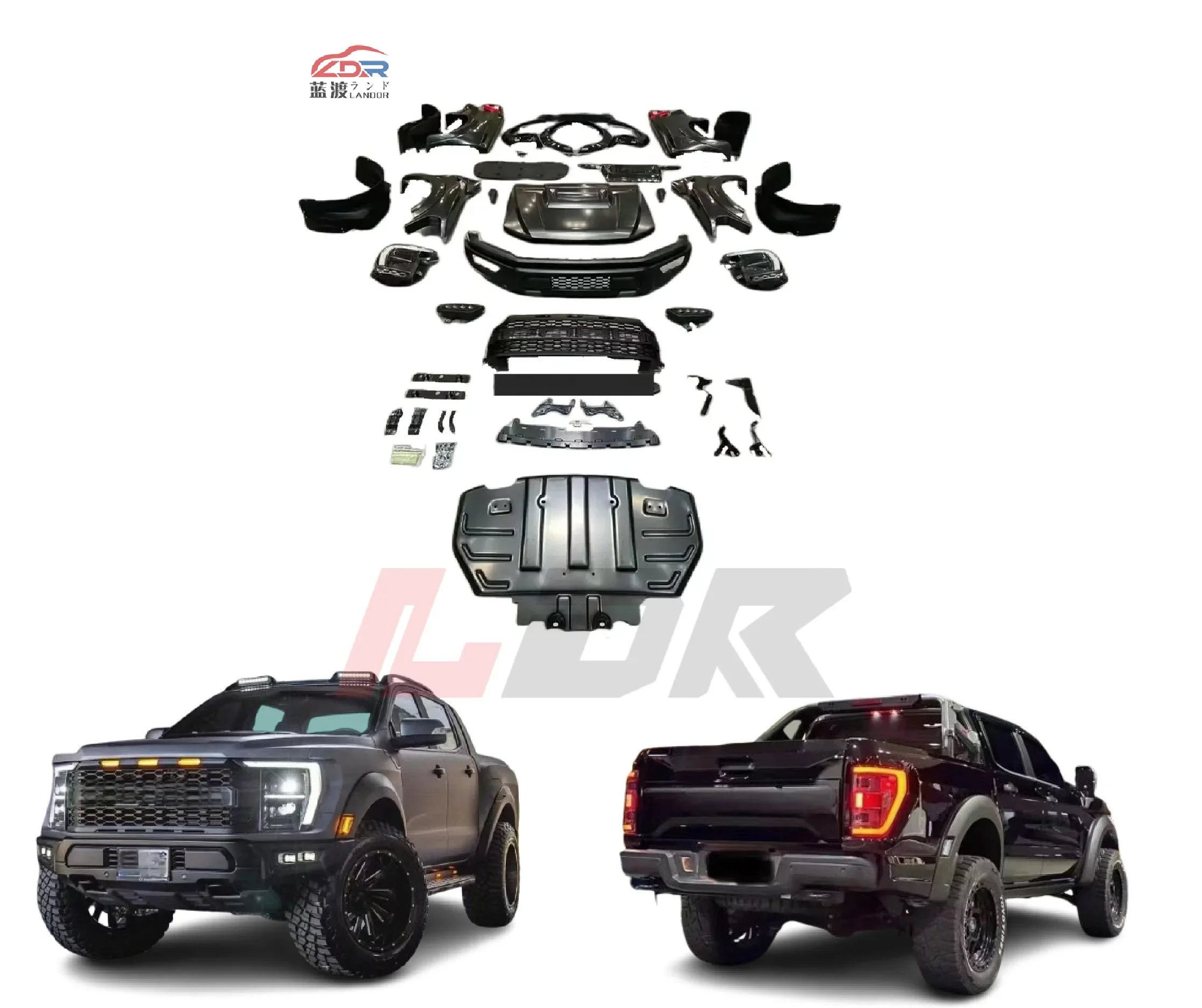 

XDS C-Full Auto Body System For F-o-r-d Ranger T6 T7 T8 2012-2021 BodyKit To F-150 Raptor 2023 Facelift Upgrade Headlights Bum