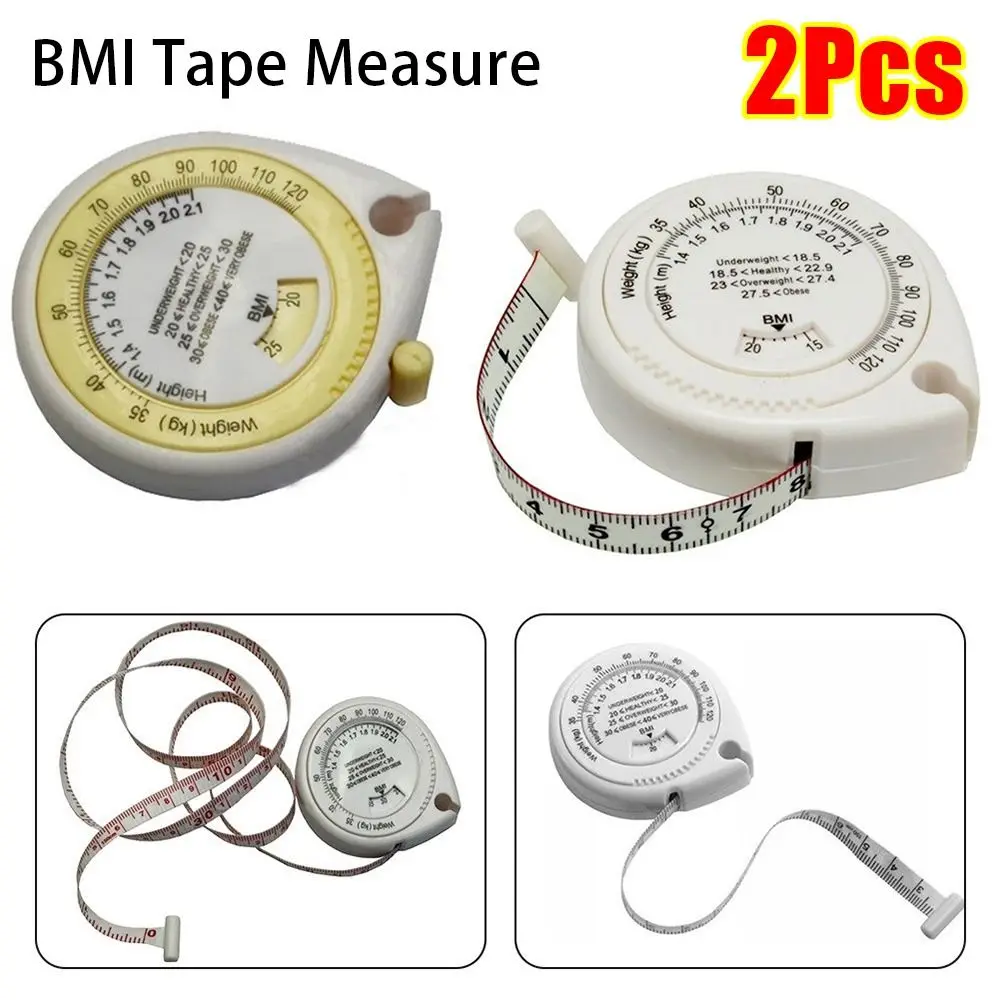 2Pcs Measuring Tools Telescopic Tape Measure Body Mass Index Retractable Body Sewing Flexible Ruler BMI Calculator 150cm