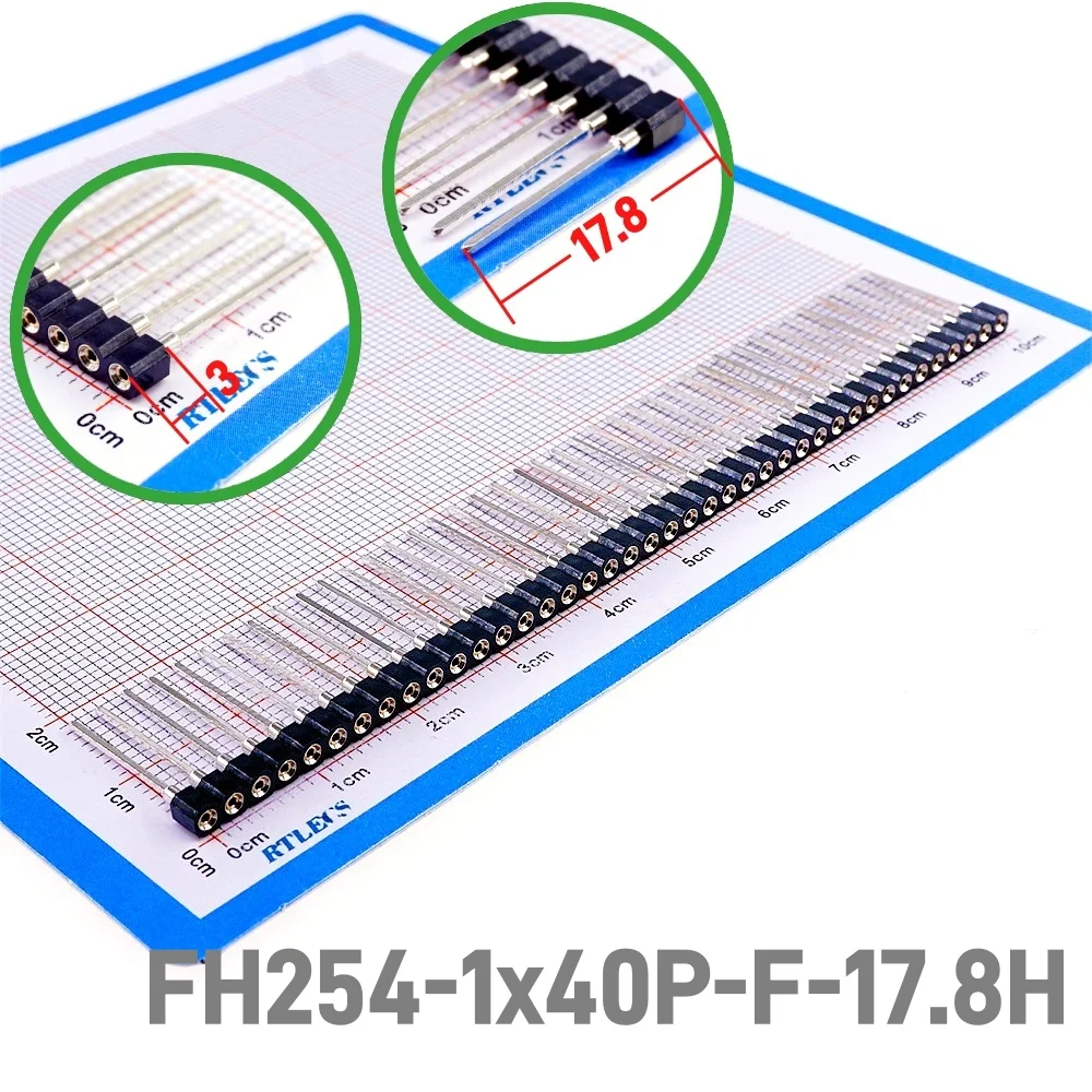 2 5 20ชิ้น1X40พินแถวเดียวหัวเข็มผู้หญิง2.54มมซ็อกเก็ตสูง40 P 17.8มม