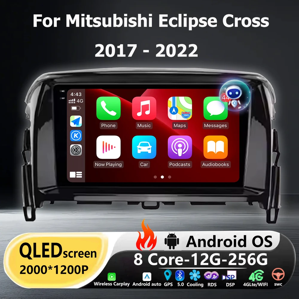 Radio Multimedia para Auto Android 16 para Mitsubishi Eclipse Cross 2017-2022, Reproductor de Video, GPS, Navegación, 4G, WIFI, Bluetooth, DSP