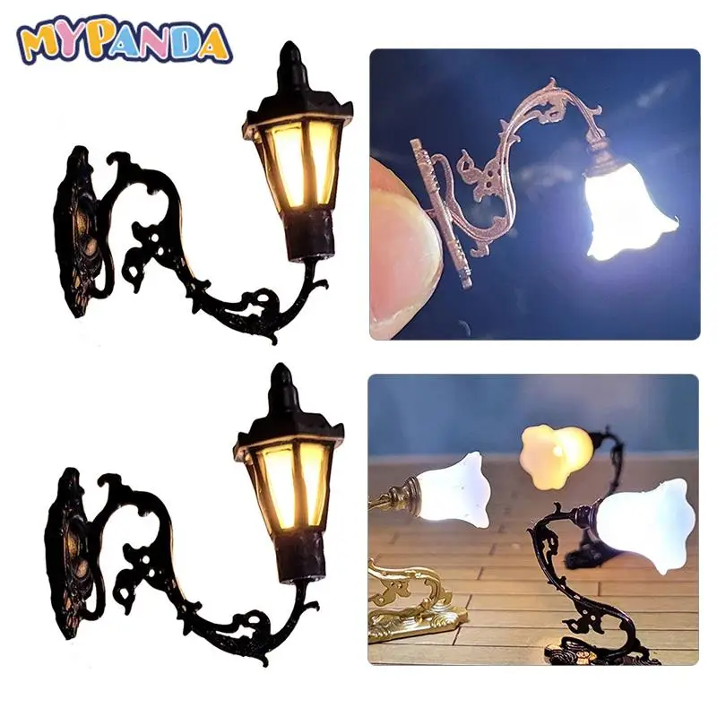 2pcs Chandelier Sand Table Led Light Dollhouse Wall Lamp Model Garden Yard Doll House Decor Material Warm White