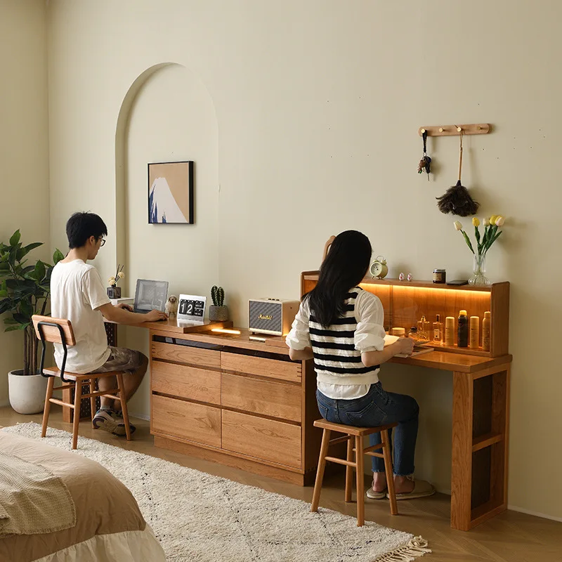 

Customizable solid wood dresser removable desk bedroom bedside makeup table storage cabinet