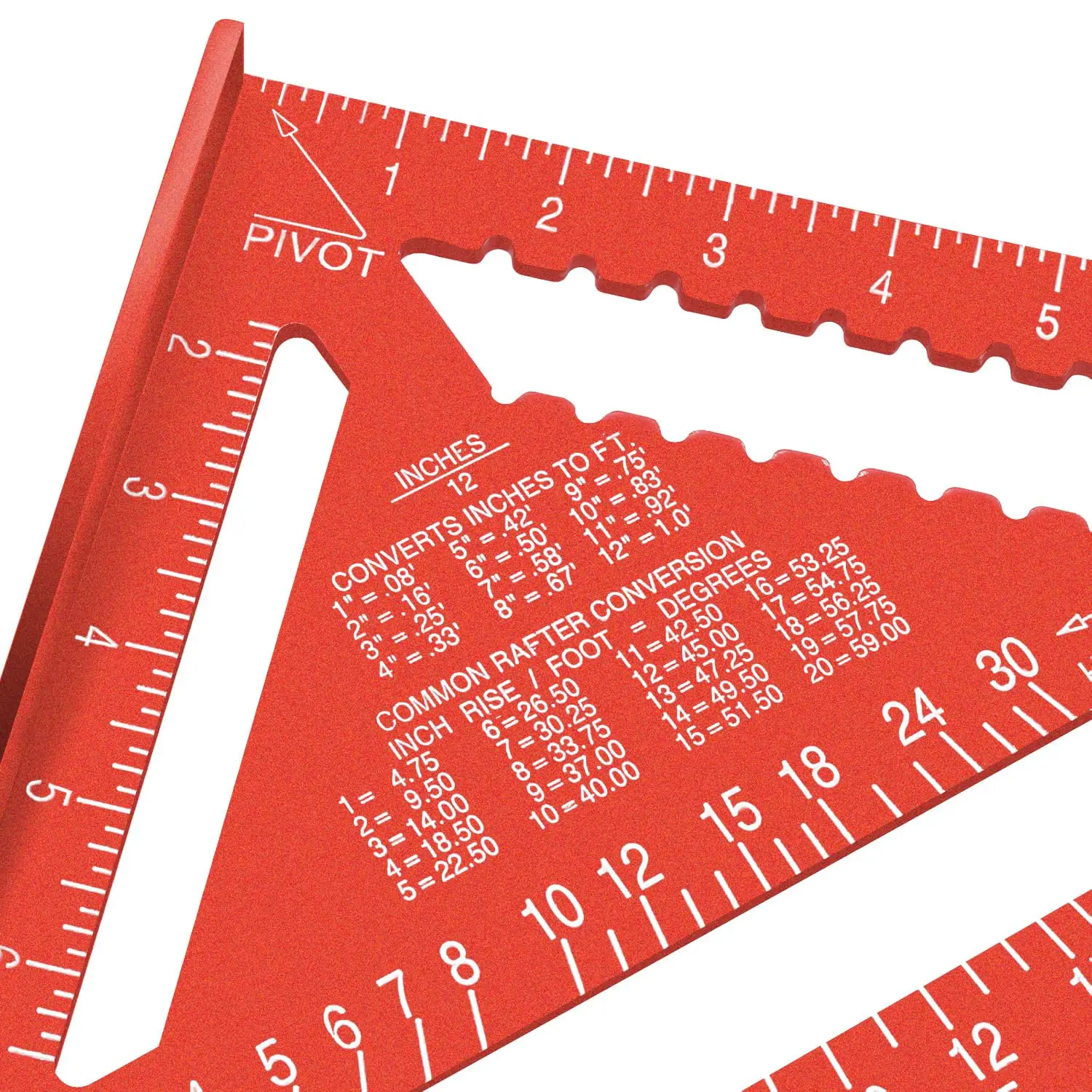 7/12 Zoll Aluminium-Dreieckslineal, Tischler-Messlayout-Werkzeug, quadratischer und metrischer/impernischer Winkelmesser für die Holzbearbeitung – Detail 18