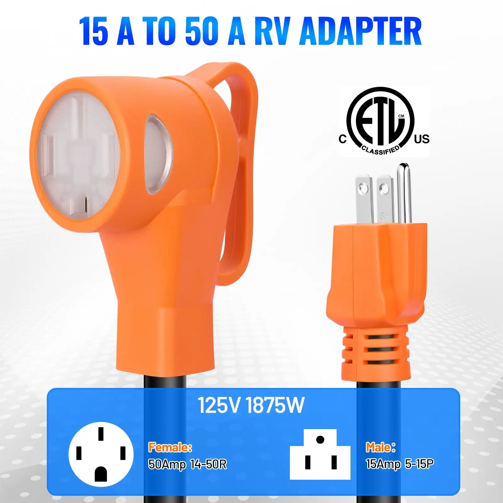 سلك محول 50 أمبير إلى 110 فولت RV 12 بوصة، محول طاقة كهربائي NEMA 5-15P إلى NEMA 14-50R مع مؤشر طاقة LED #2