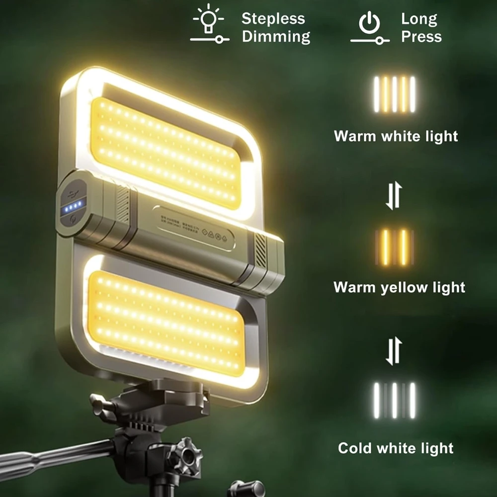 2400LM Solar Lade Tragbare Magnetische Arbeit Licht High Power Faltbare Camping Laterne Im Freien Wasserdichte Dimmen Notfall Lampe