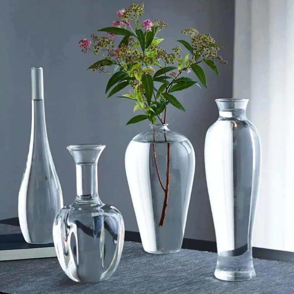Neue Glasvase im chinesischen Stil, Dekoration, transparentes Blumenarrangement, Hydrokultur-Blumenbehälter, Tisch, Wohnzimmer-Dekoration