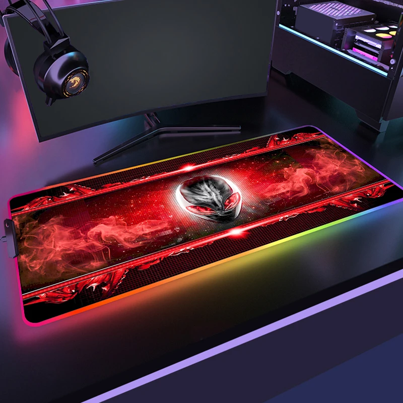 RGB Alienware Gaming Mouse Pad XXL Large PC Gamer Keyboard Desk Mat 900x400mm LED Computer Accessories Tapis De Souris Mousepad