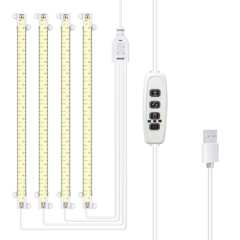 Strisce luminose per coltivazione di piante a LED, luci di coltivazione a spettro completo per piante da interno con timer di accensione/spegnimento automatico 3/9/12 ore, 192 LED