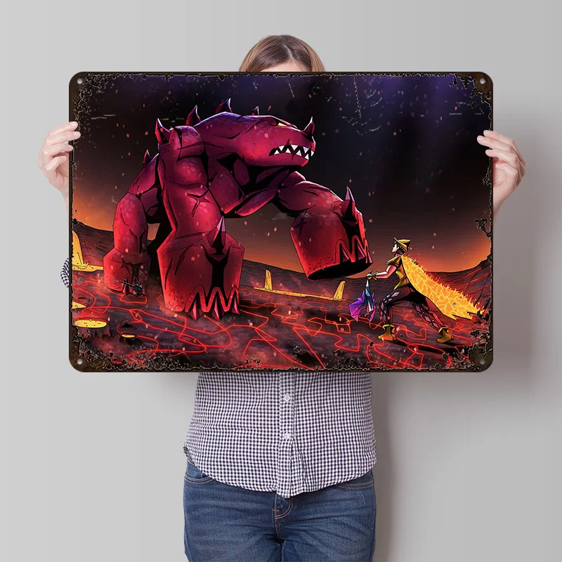 Affiche en fer blanc Old School Runescape TzTok Jad, Art mural personnalisé, Panneaux métalliques rétro vintage pour fans, Plaque personnalisée Wand Deko