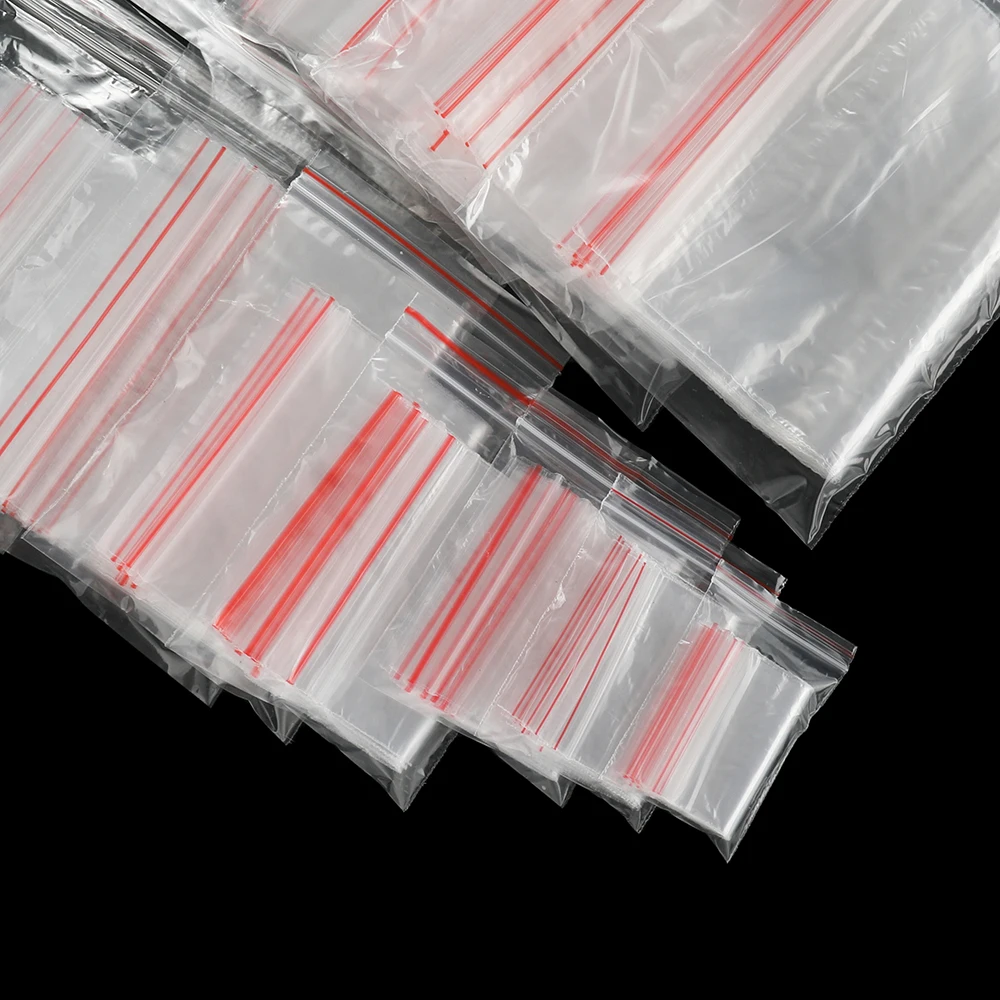 100Pcs/Lot Transparent Ziplock Plastic Bag for Jewelry Beads Bracelets Storage Small Business Packaging Supplies Accessories