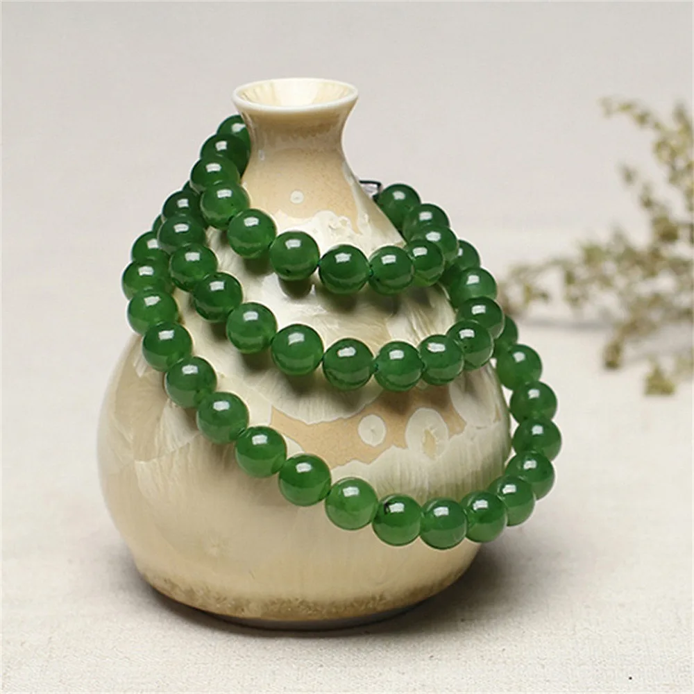 Natural Stone Green Jade Beads Jewelry Set for Women in Jewelry Sets Necklace Bracelet Energy Chalcedony 6/810mm Gift Wholesale