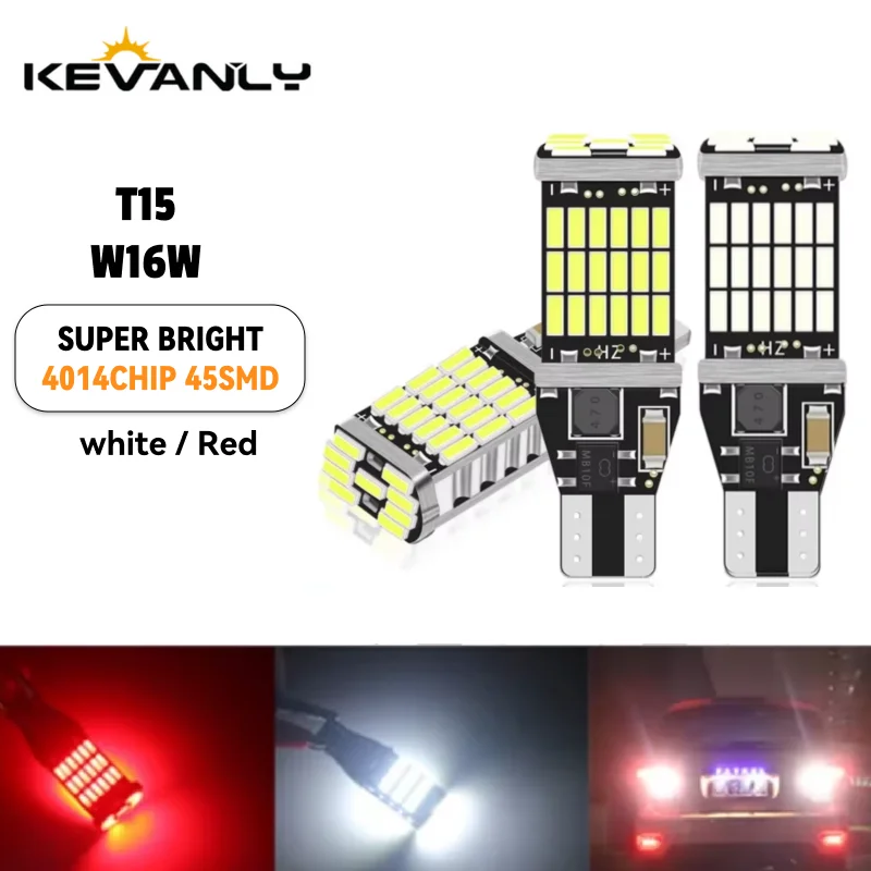 2pcs T15 Reverse Light W16W Led Super Bright 10W Canbus Backup Light Car Park Light White Red 12V