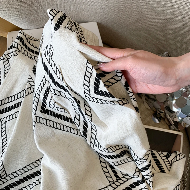 Nieuwe Retro Katoen Linnen Wijde Pijpen Broek Voor Vrouwen Zomer Mode Gestreepte Print Hoge Taille Losse Lange Broek Casual Veelzijdige Broek