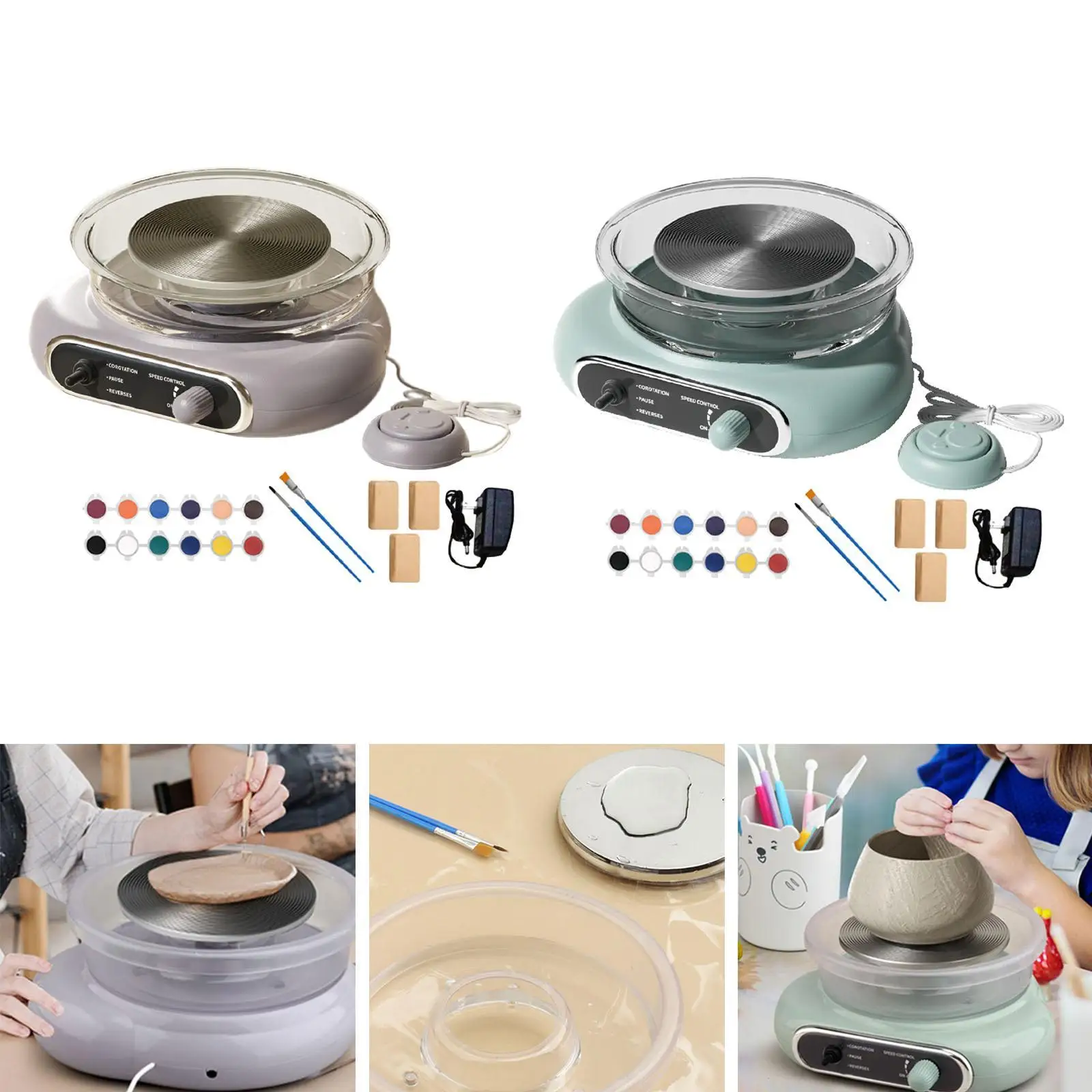 Mini Pottery Wheel Kit Ceramic Making Machine for Beginners Children Adults