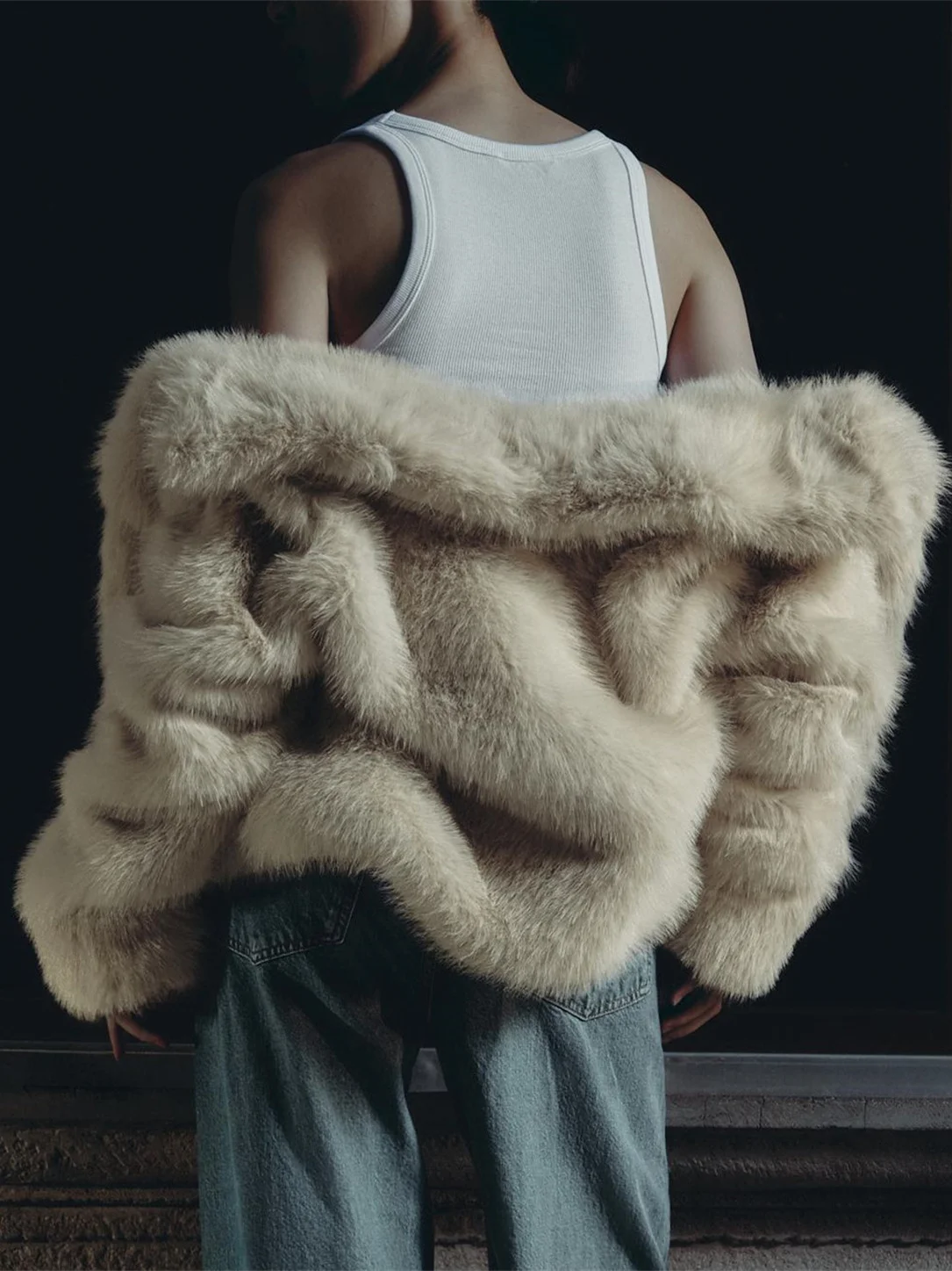 ملابس خارجية من الفرو الاصطناعي قابلة للتأثير للنساء مع إحساس راقي 5320725 معطف طويل من Ele #3