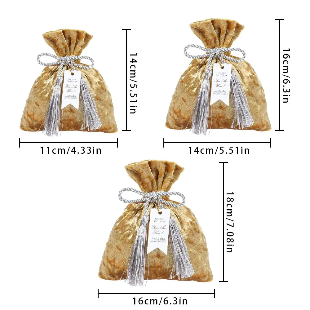 Portable Tassel Bag Wedding Party Velvet Candy Bag Drawstring Pocket Candy Pouches Gift Bags