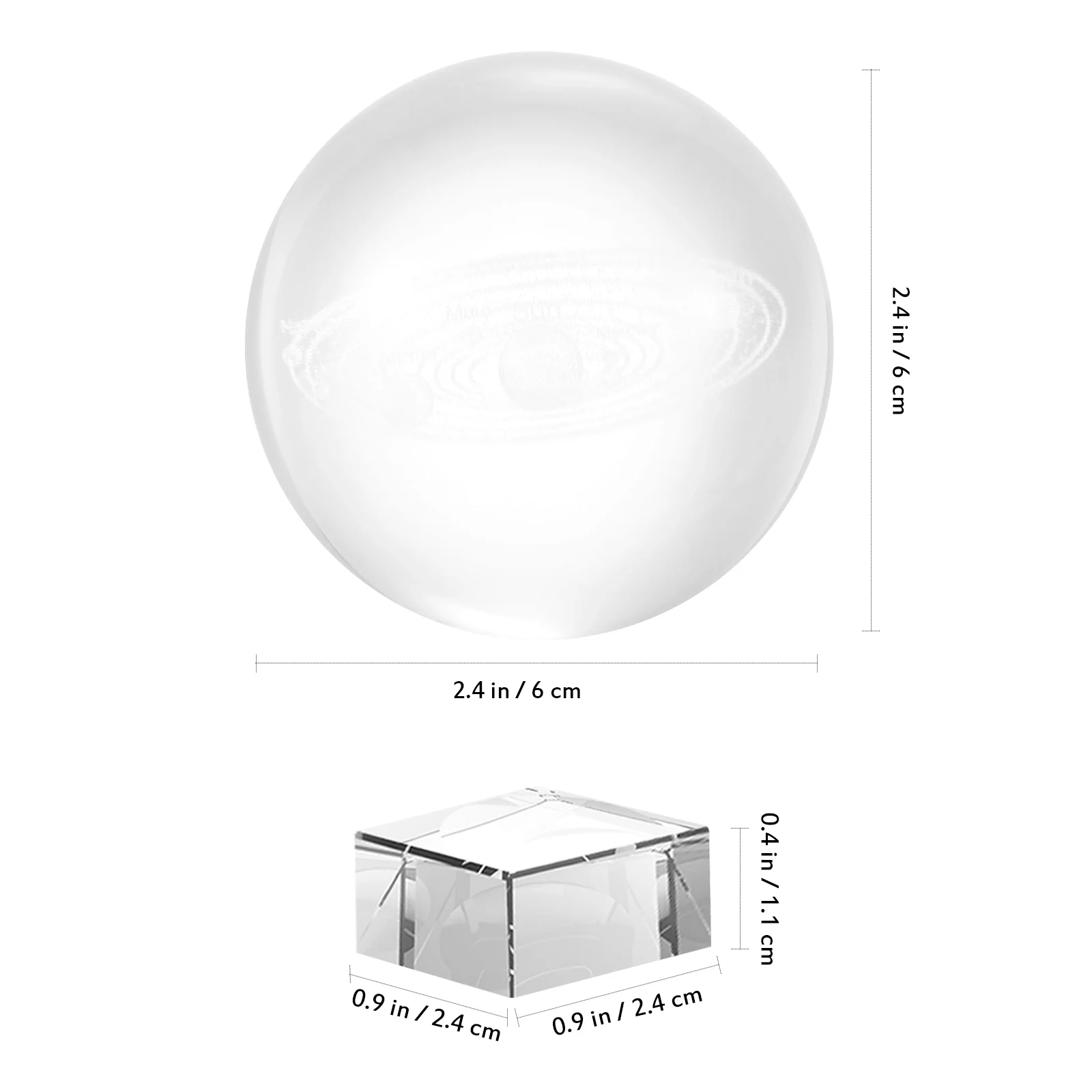 

System Crystal Ball Clear Transparent Decorative Sphere Educational Display Ornament Base Included